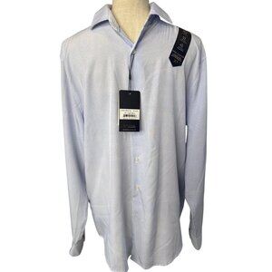 Report Collection Premium Dress Shirt Mens Light Blue Textured Button Up M